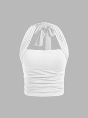 Two Way Solid Halter Crop Top