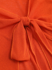 Knotted Long Sleeve Crop Top & Ruched Asymmetrical Hem Skirt