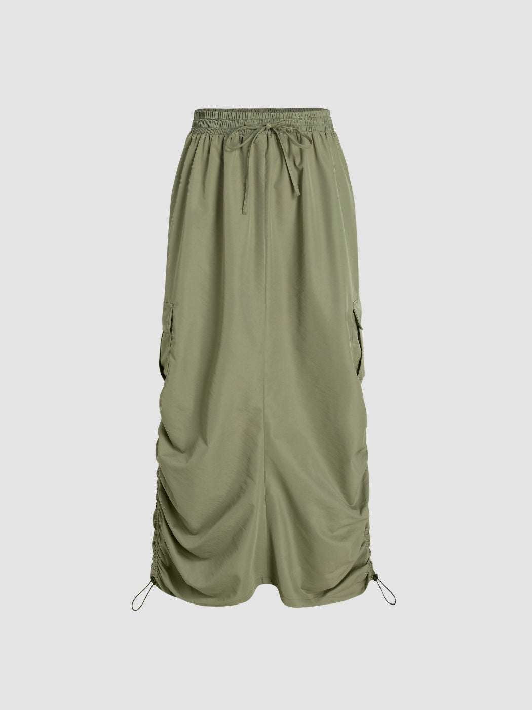 Split Drawstring Pocket Midi Skirt