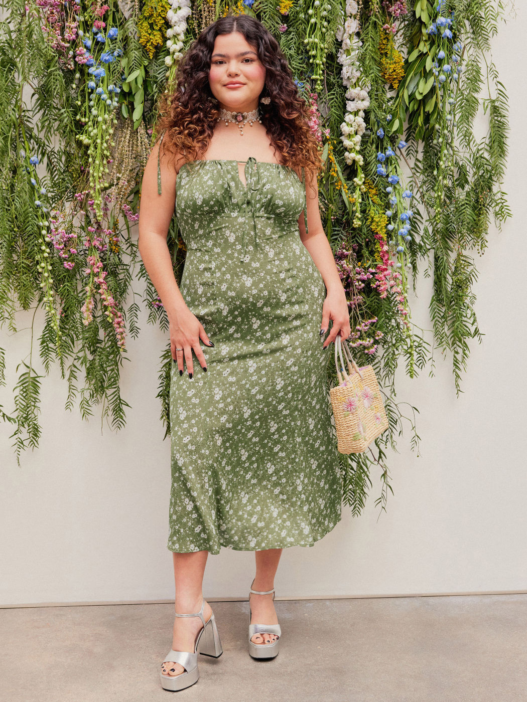 Floral Mermaid Knotted Maxi Dress Curve & Plus