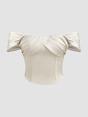 Satin Off-shoulder Corset Top