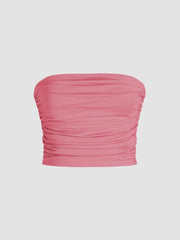 Strapless Ruched Crop Top