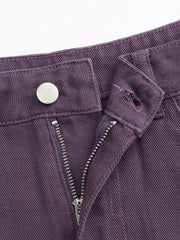 Denim Ripped Mid Waist Skirt