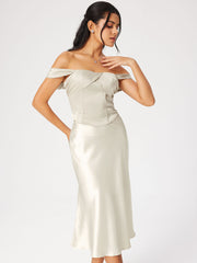 Satin Off-shoulder Corset Top