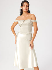 Satin Off-shoulder Corset Top