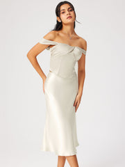 Satin Off-shoulder Corset Top