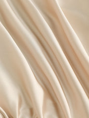 Solid Satin Asymmetrical Ruched Midi Dress