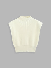 Solid High Neck Knit Vest