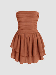 Tube Ruched Ruffle Mini Dress