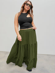 Ruffle Elastic Waist Maxi Skirt Curve & Plus