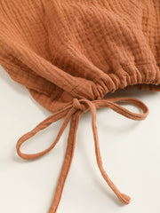 V-neck Shirred Drawstring Jumpsuit