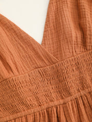V-neck Shirred Drawstring Jumpsuit