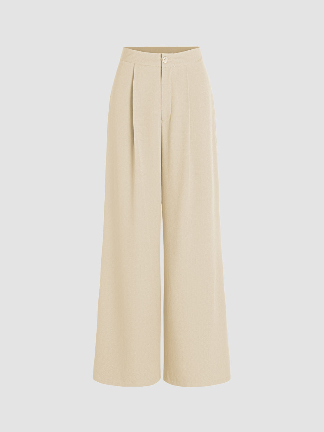 Solid Pleated Wide Leg Trousers