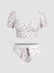 V-neck Floral Bikini Top Curve & Plus