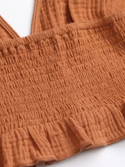 V-neck Ruffle Hem Crop Top