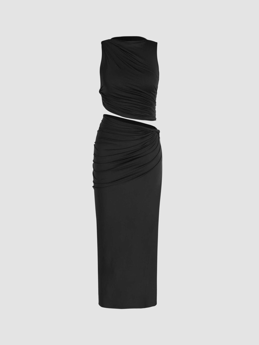 Knotted Ruched Crop Tank Top & Maxi Skirt Set
