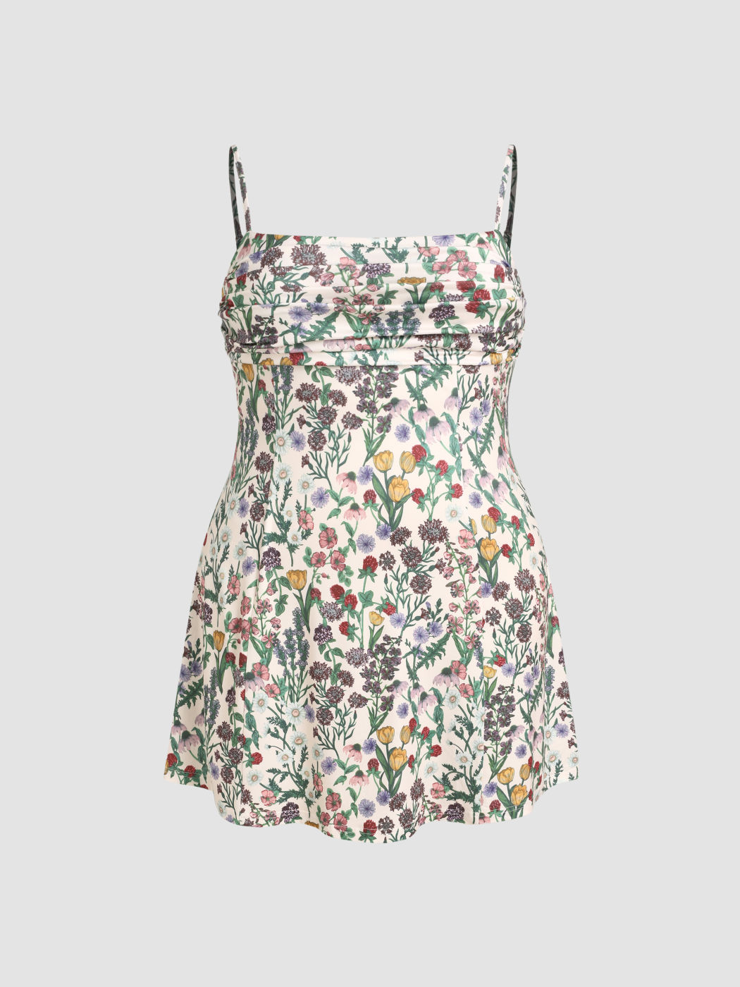 Floral All Over Print Ruched Mini Dress Curve & Plus
