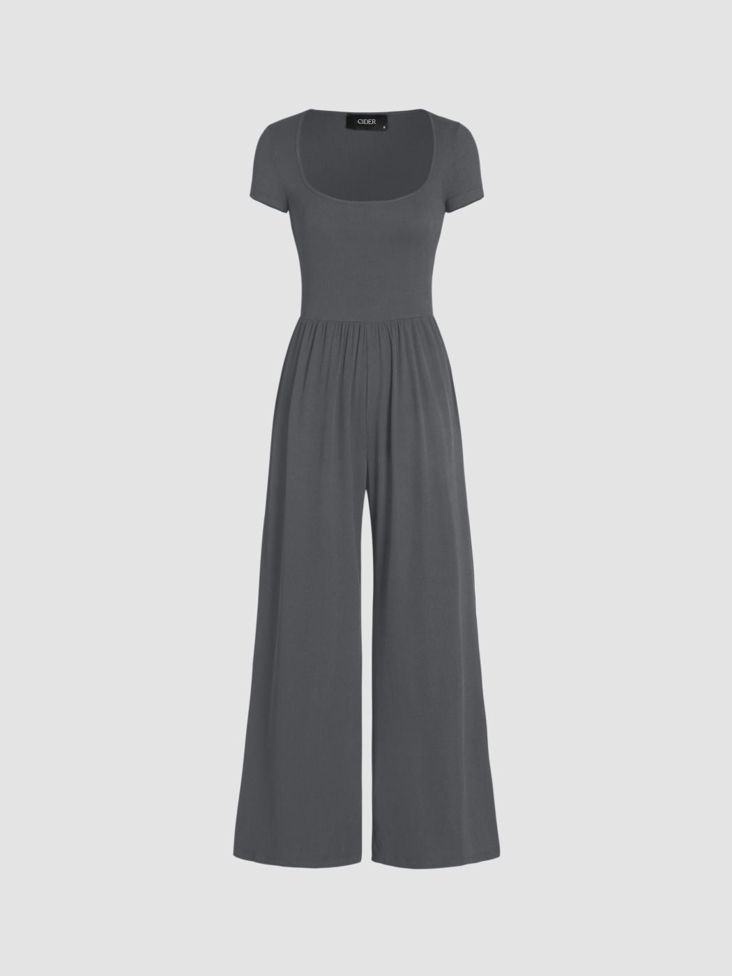Scoop Neckline Short Sleeve Wide Leg Jumpsuit
