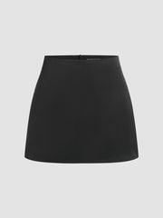 Solid Satin High Waist Short Skirt Curve & Plus