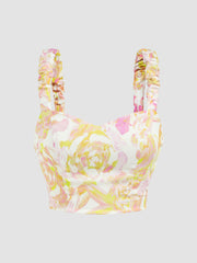 Floral Shirred Crop Cami Top