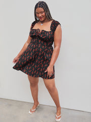 Rose Square Neck Ruffle Mini Dress Curve & Plus