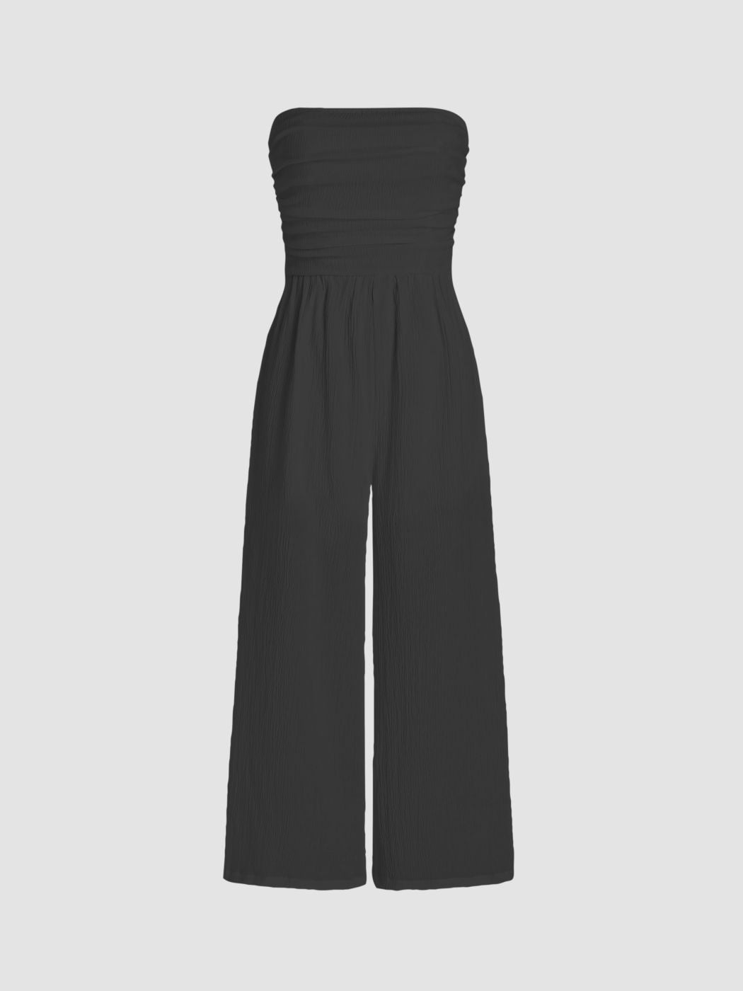 Texture Ruched Tube Wide Leg Jumpsuit