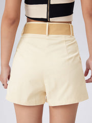 Solid Mini Shorts With Belt