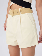 Solid Mini Shorts With Belt