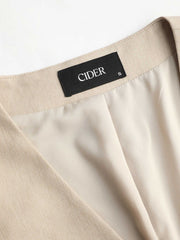 Pleated V-neck Button Vest