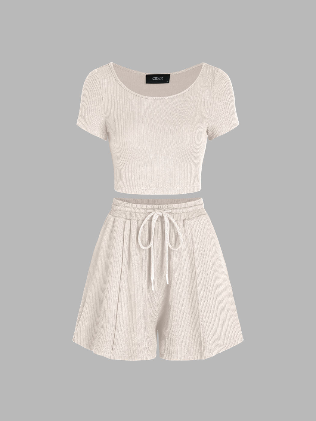 Scoop Neckline Crop Top & Stitch Shorts Set