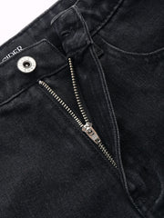 High Stretch Denim Mid Waist Mini Shorts With Fishnet Tights