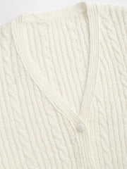 V-neck Button Knitted Long Sleeve Top