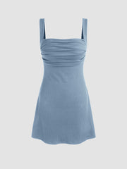 Ruched Square Neck Mini Dress