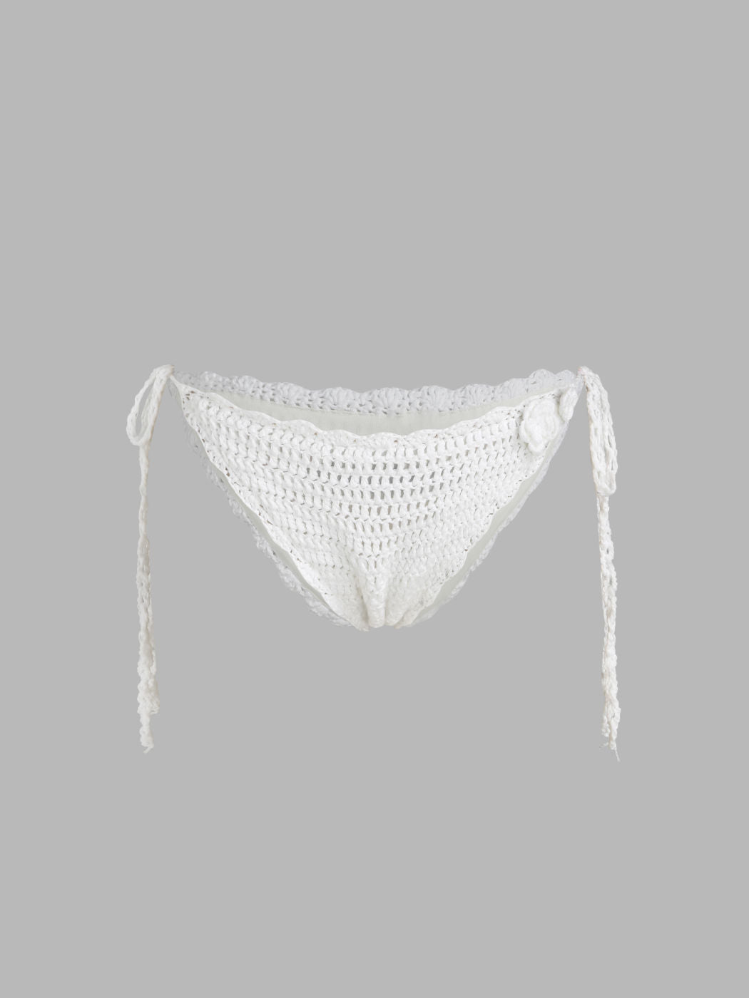Flower Detail Tie Side Knitted Bikini Bottom