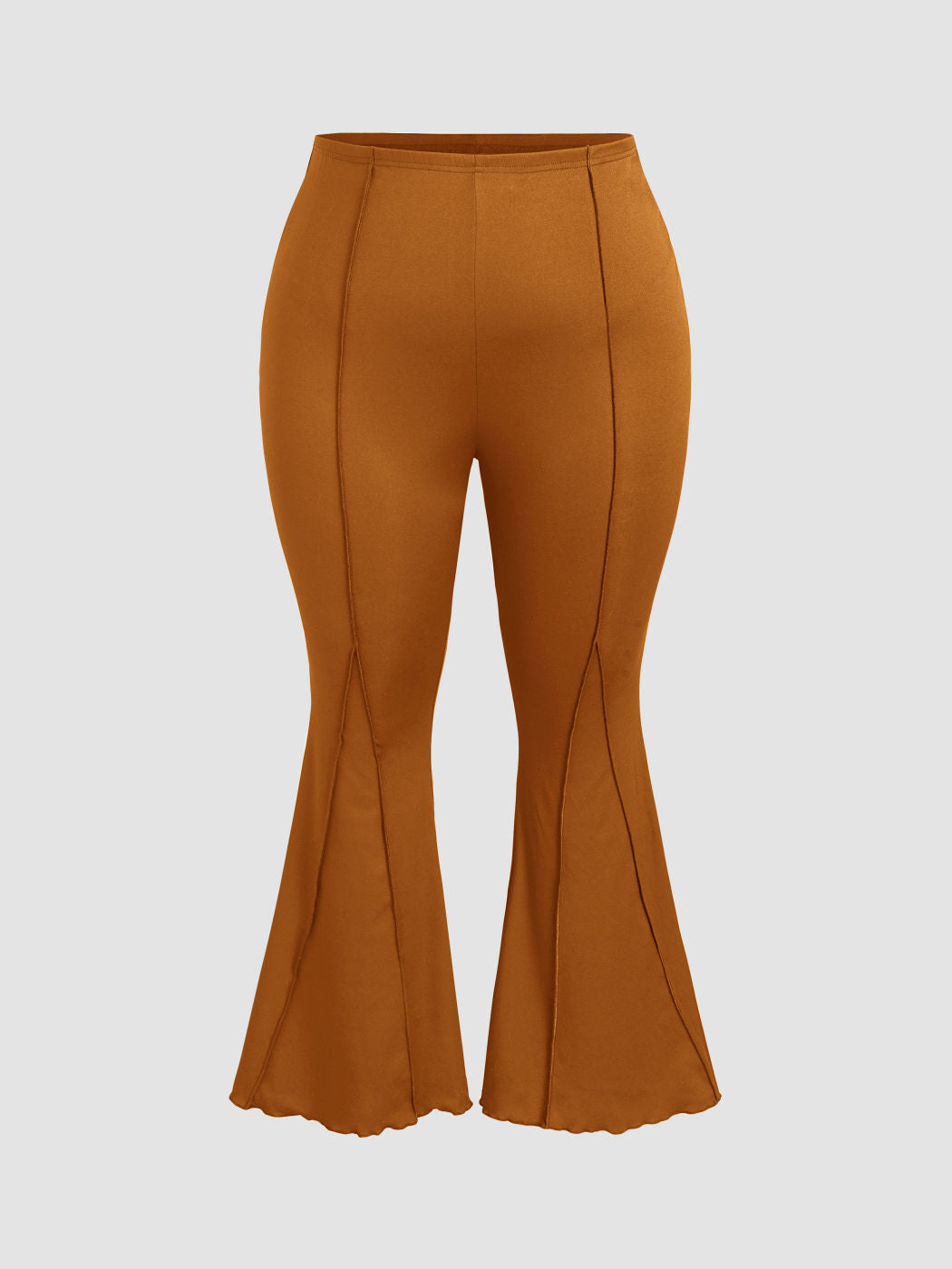 High Waist Solid Stitch Flared Trousers Curve & Plus