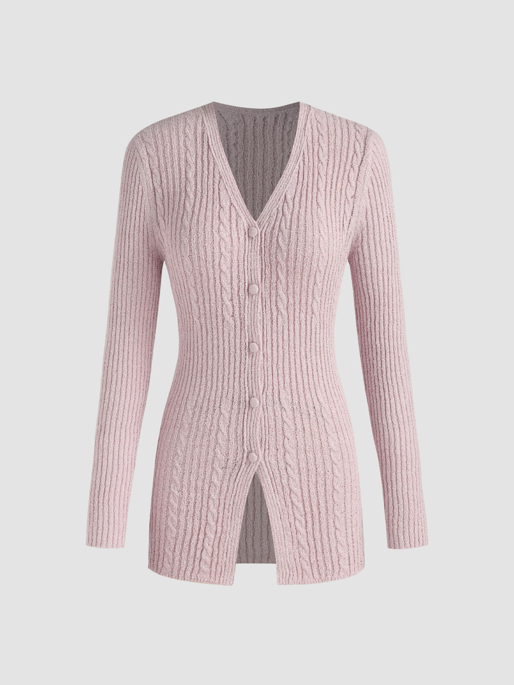 V-neck Button Knitted Long Sleeve Top