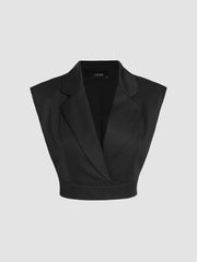 Collared V-Neck Cropped Waistcoat