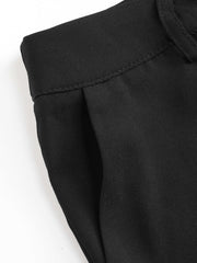 Mid Waist Pleated Straight Leg Trousers