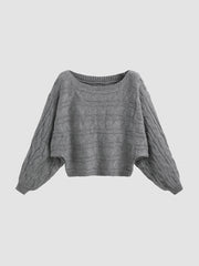 Round Neckline Geometric Knitted Long Sleeve Top Curve & Plus