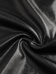 High Neck Metallic Ruched Midi Dress