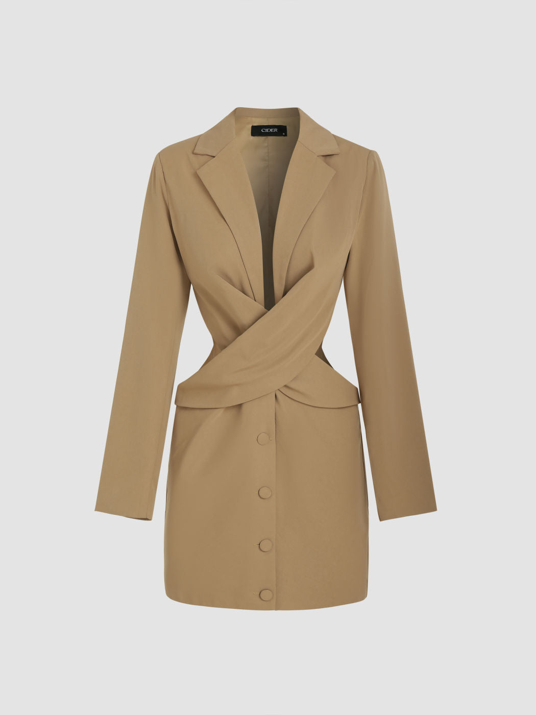 Collar Solid Twist Button Blazer