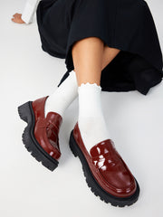Solid Faux Patent Leather Loafers