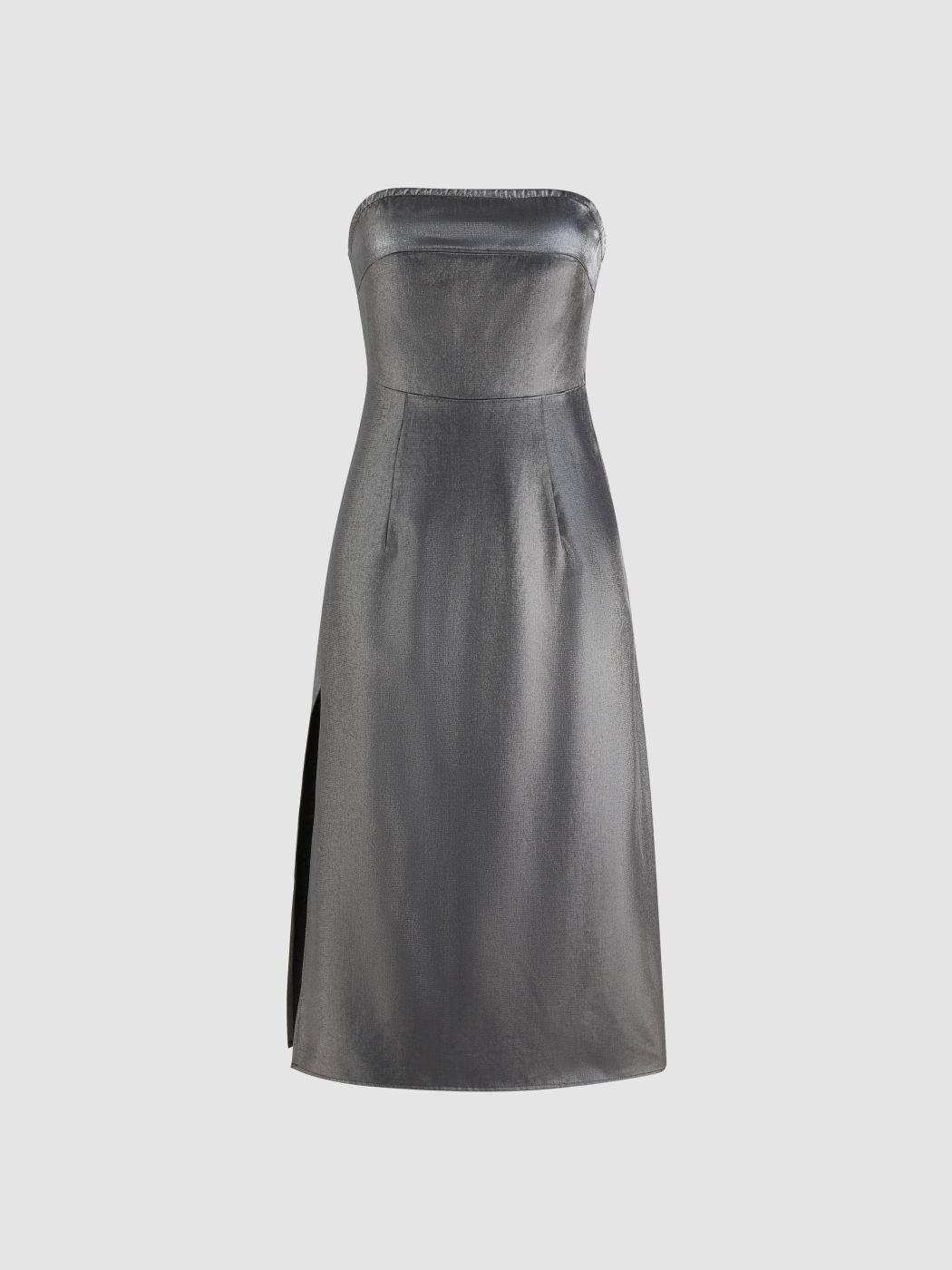 Tube Metallic Split Midi Dress