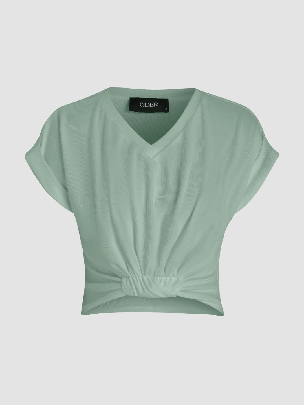 V-neck Solid Ruched Crop Top