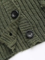 V-neck Solid Knitted Button Cardigan Curve & Plus