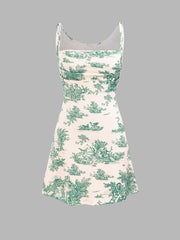 Toile de Jouy Ruched Mini Dress