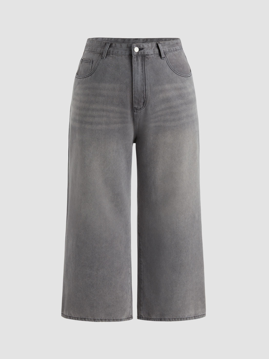 Denim Solid Pocket Baggy Jeans Curve & Plus