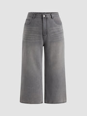 Denim Solid Pocket Baggy Jeans Curve & Plus