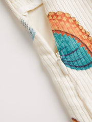 Corduroy Square Neck Mushroom Zipper Jumpsuit