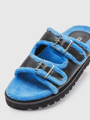 Big Buckle Shearling Slippers